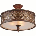 CWI Nicole 5 Light Drum Shade Flush Mount With Brushed Chocolate Finish