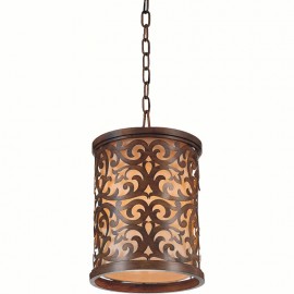 CWI Nicole 1 Light Drum Shade Mini Pendant With Brushed Chocolate Finish