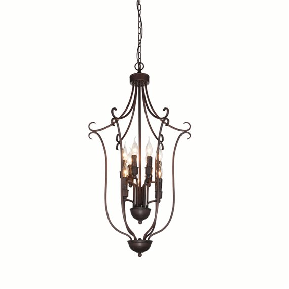 CWI Maddy 9 Light Up Chandelier With Rubbed Brown Finish