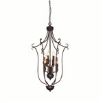 CWI Maddy 9 Light Up Chandelier With Rubbed Brown Finish