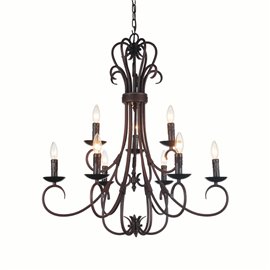 CWI Maddy 9 Light Up Chandelier With Oil Rubbed Brown Finish