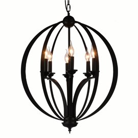 CWI Drift 6 Light Up Chandelier With Black Finish