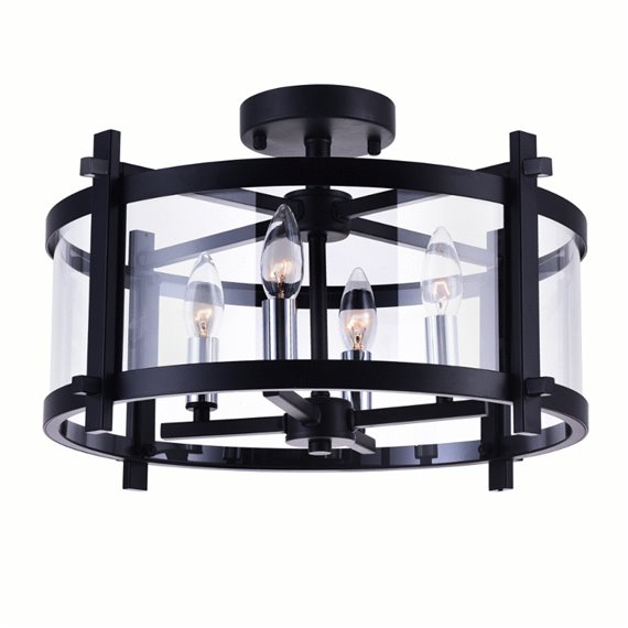 CWI Miette 4 Light Cage Flush Mount With Black Finish