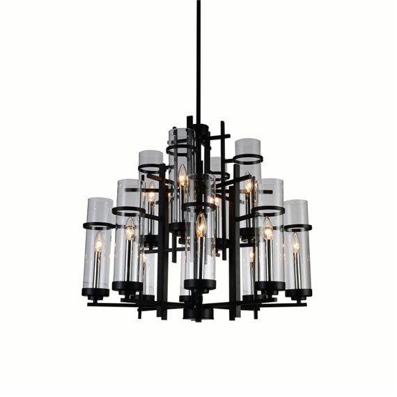 CWI Sierra 12 Light Up Chandelier With Black Finish