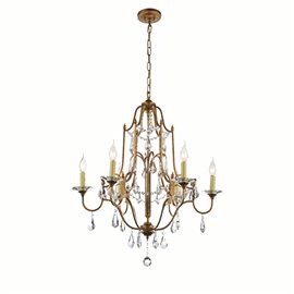 CWI Electra 6 Light Up Chandelier With Oxidized Bronze Finish