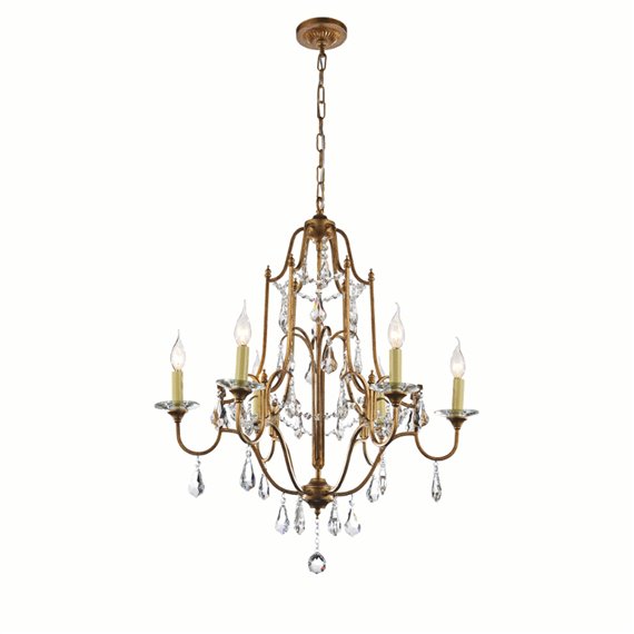 CWI Electra 6 Light Up Chandelier With Oxidized Bronze Finish