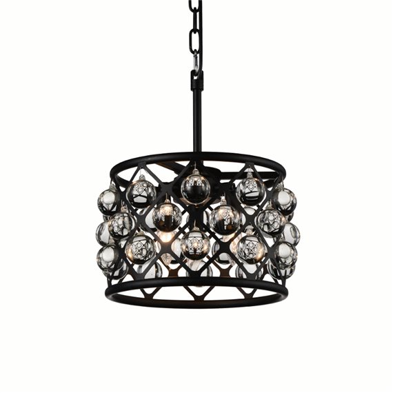 CWI Renous 3 Light Chandelier With Black Finish