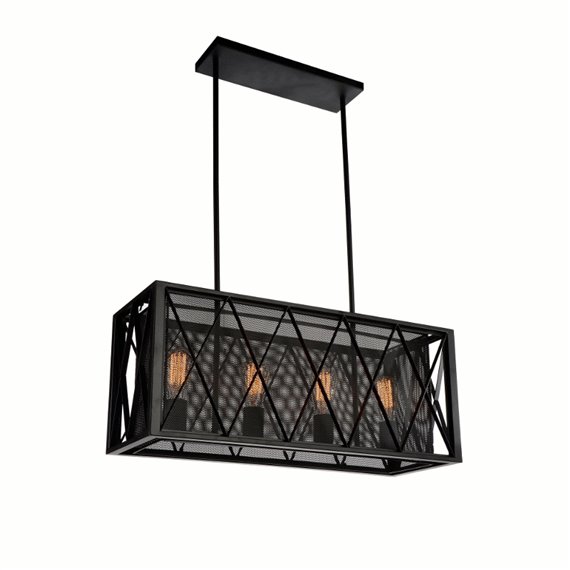 CWI Tapedia 4 Light Up Chandelier With Black Finish