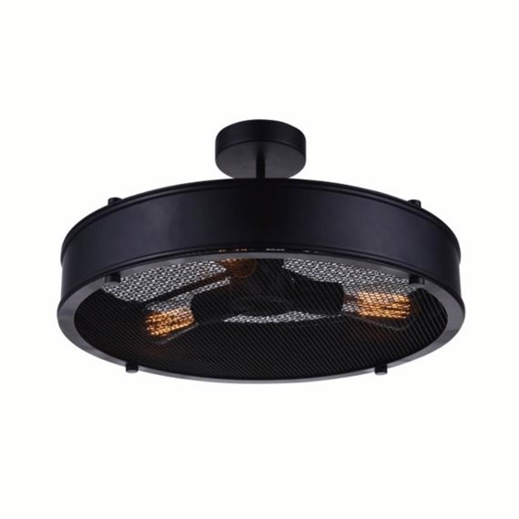 CWI Tigris 3 Light Drum Shade Flush Mount With Black Finish