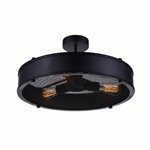 CWI Tigris 3 Light Drum Shade Flush Mount With Black Finish