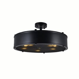 CWI Tigris 5 Light Drum Shade Flush Mount With Black Finish