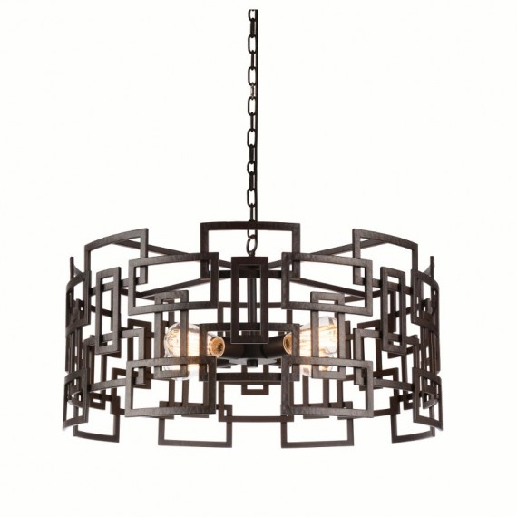 CWI Litani 4 Light Down Chandelier With Brown Finish