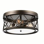 CWI Kali 3 Light Cage Flush Mount With Light Brown Finish