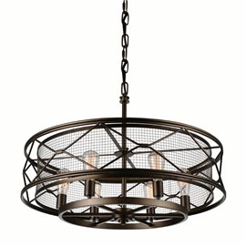 CWI Kali 6 Light Up Chandelier With Light Brown Finish
