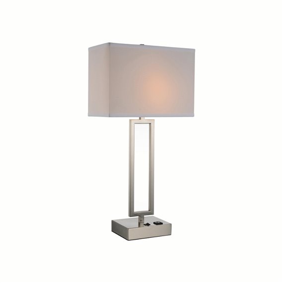 CWI Torren 1 Light Table Lamp With Satin Nickel Finish