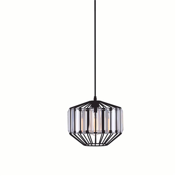 CWI Alethia 1 Light Down Pendant With Black Finish