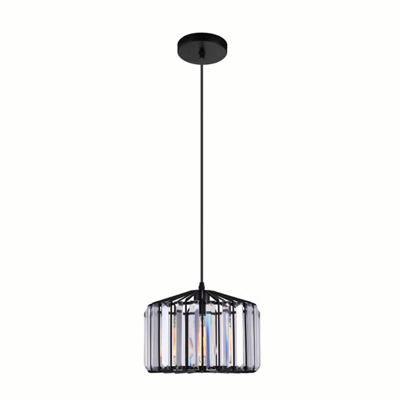 CWI Alethia 1 Light Drum Shade Pendant With Black Finish