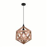 CWI Lante 1 Light Pendant With Black & Wood Finish