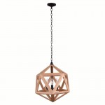 CWI Lante 3 Light Pendant With Black & Wood Finish