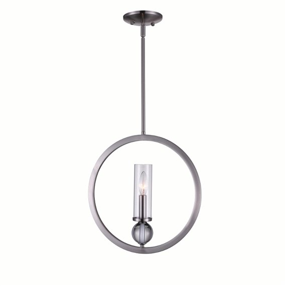 CWI Elton 1 Light Pendant With Satin Nickel Finish