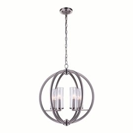 CWI Elton 6 Light Chandelier With Satin Nickel Finish