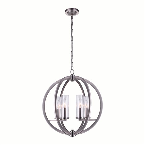 CWI Elton 6 Light Chandelier With Satin Nickel Finish