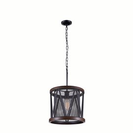 CWI Parsh 1 Light Drum Shade Mini Chandelier With Pewter Finish