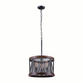 CWI Parsh 3 Light Drum Shade Chandelier With Pewter Finish