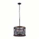 CWI Parsh 3 Light Drum Shade Chandelier With Pewter Finish