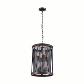 CWI Parsh 8 Light Drum Shade Chandelier With Pewter Finish