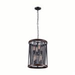 CWI Parsh 8 Light Drum Shade Chandelier With Pewter Finish