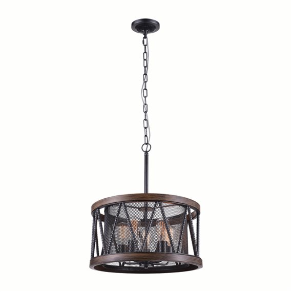 CWI Parsh 5 Light Drum Shade Chandelier With Pewter Finish