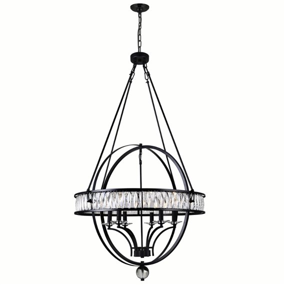 CWI Arkansas 6 Light Chandelier With Black Finish