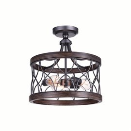 CWI Amazon 3 Light Cage Semi Flush Mount With Gun Metal Finish