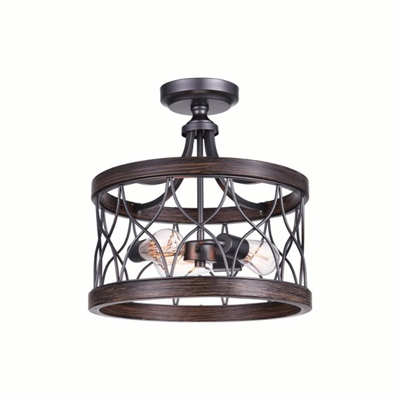 CWI Amazon 3 Light Cage Semi Flush Mount With Gun Metal Finish