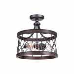 CWI Amazon 3 Light Cage Semi Flush Mount With Gun Metal Finish