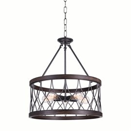 CWI Amazon 5 Light Drum Shade Chandelier With Gun Metal Finish