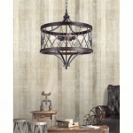 CWI Amazon 5 Light Drum Shade Chandelier With Gun Metal Finish