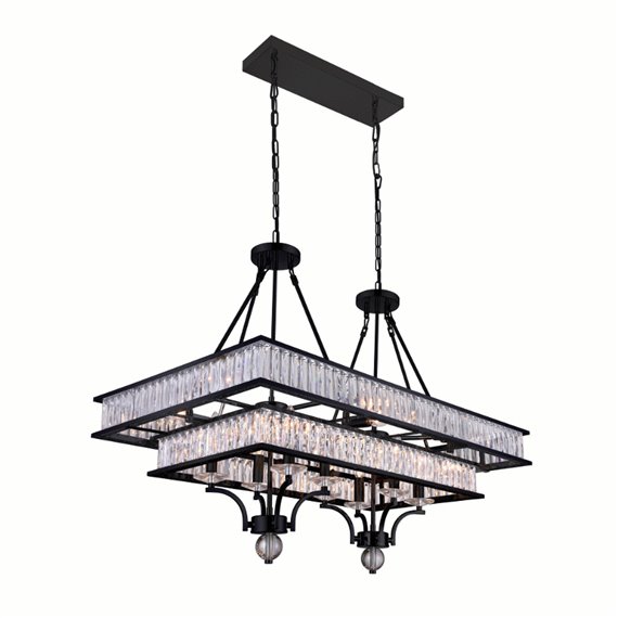 CWI Shalia 16 Light Island Chandelier With Black Finish