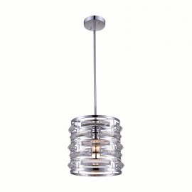 CWI Petia 1 Light Drum Shade Mini Chandelier With Chrome Finish