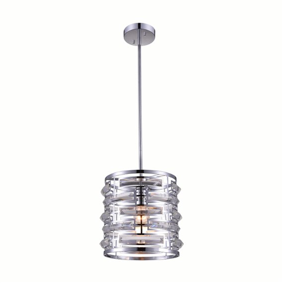 CWI Petia 1 Light Drum Shade Mini Chandelier With Chrome Finish