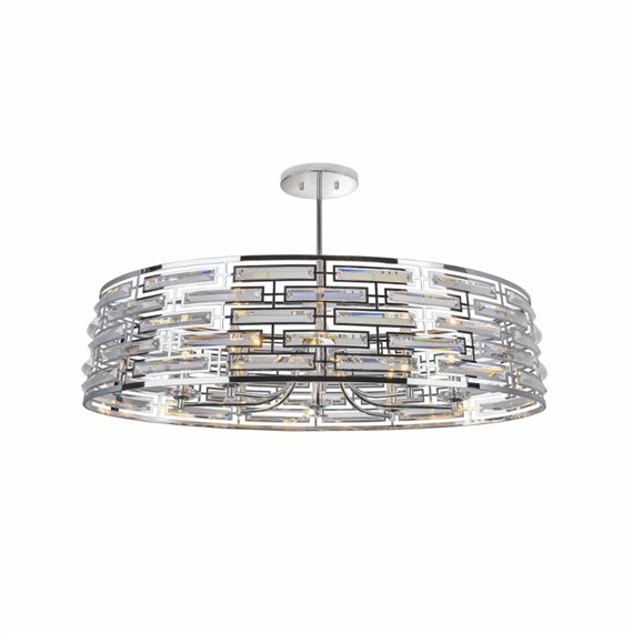 CWI Petia 8 Light Drum Shade Island Light With Chrome Finish