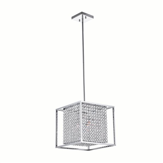 CWI Cube 3 Light Chandelier With Chrome Finish