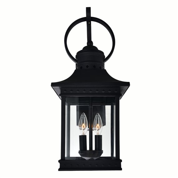 CWI Cleveland 2 Light Black Outdoor Wall Light