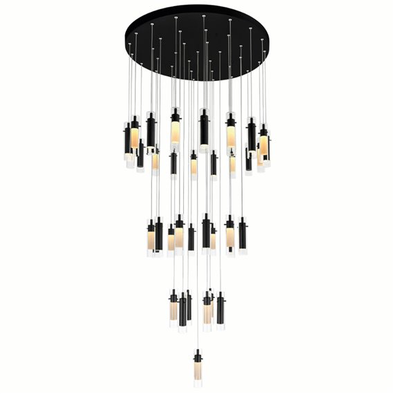 CWI Olinda LED Integrated Black Chandelier