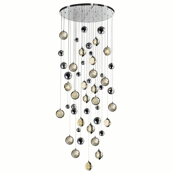 CWI Salvador 32 in LED Integrated Polished Nickel Chandelier