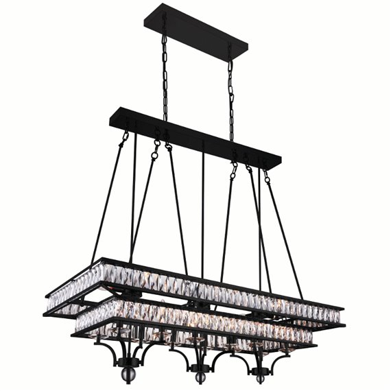 CWI Shalia 20 Light Island Chandelier With Black Finish