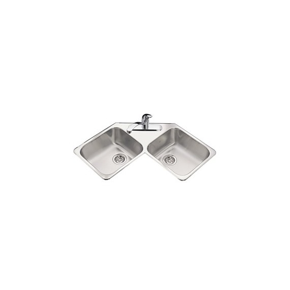 Kindred QCR Double Bowl corner Sink 20 gauge