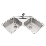 Kindred QCR Double Bowl corner Sink 20 gauge