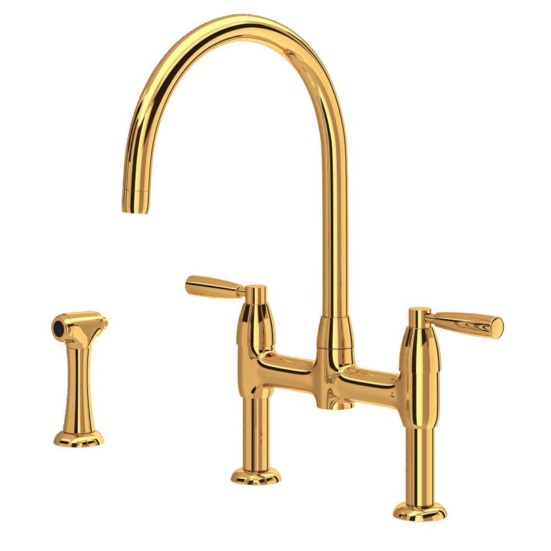 Perrin & Rowe Holborn™ Bridge Kitchen Faucet with C-Spout and Side Spray
